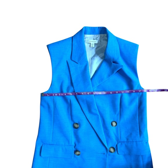 TOPSHOP Double Breasted Vest Bright Blue Size 6 Professional Business Casual - Picture 6 of 9